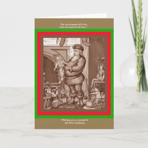 Vintage Santa Claus He was dressed all in fur Holiday Card