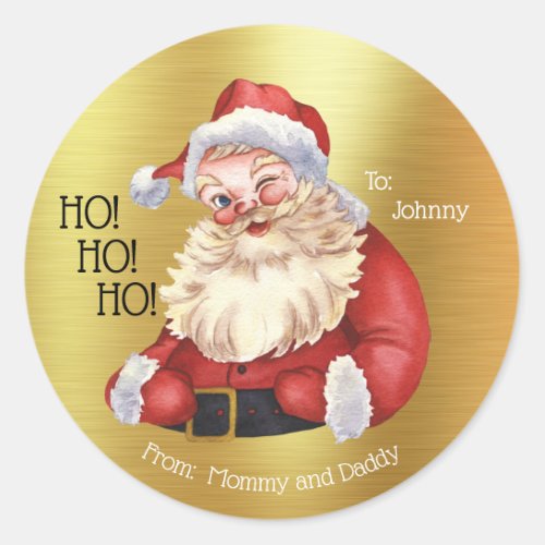 Vintage Santa Claus _ Ho Ho Ho Personalized Gift  Classic Round Sticker