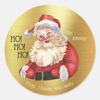 Vintage Santa Claus - Ho Ho Ho! Personalized Gift Classic Round Sticker
