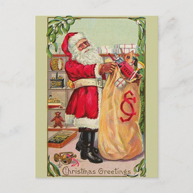 Vintage Santa Claus Holiday Postcard (Front)
