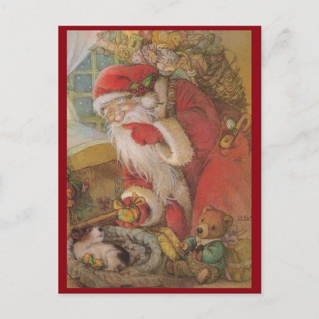 Vintage Santa Claus Holiday Postcard (Front)
