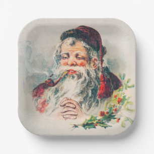 Vintage Santa Claus Illustration  Holiday  Paper Plates