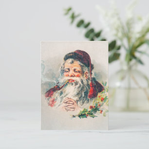 Vintage Santa Claus Illustration Holiday Postcard
