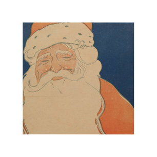 Vintage Santa Claus Illustration  Holiday Wood Wall Art