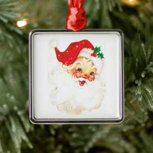 Vintage Santa Claus Illustration Metal Ornament
