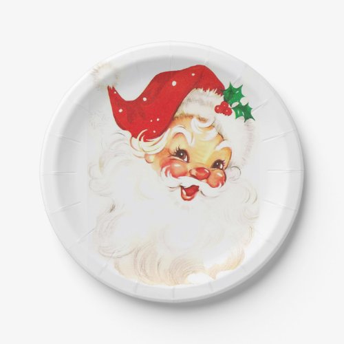 Vintage Santa Claus Illustration Paper Plates