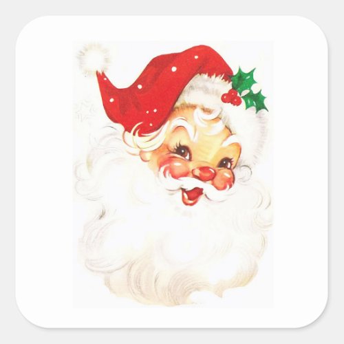 Vintage Santa Claus Illustration Square Sticker