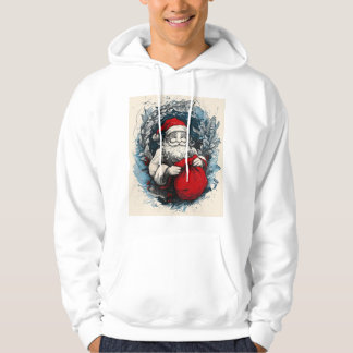 Vintage Santa Claus in Holiday Wreath Hoodie