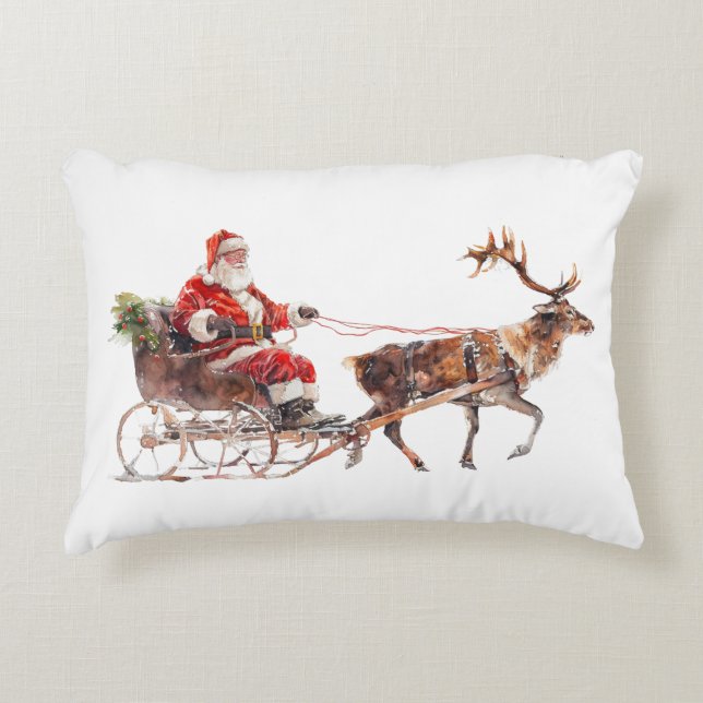 Vintage santa claus in the snow accent pillow (Front)