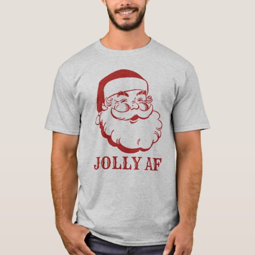 Vintage Santa Claus Jolly AF Funny Christmas T_Shirt