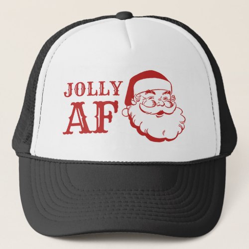 Vintage Santa Claus Jolly AF Funny Christmas Trucker Hat