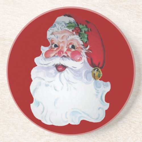 Vintage Santa Claus Jolly Face and Rosy Cheeks Drink Coaster