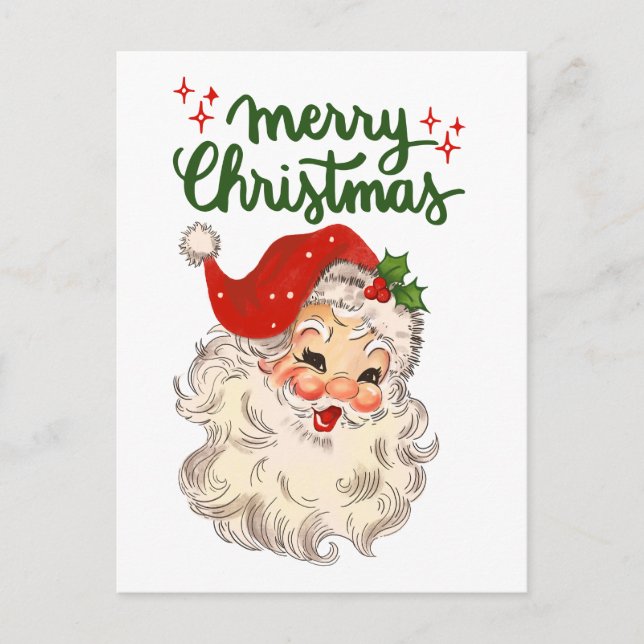 Vintage Santa Claus Merry Christmas customized Postcard (Front)