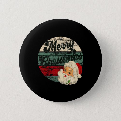 Vintage Santa Claus Merry Christmas Face Old Fashi Button