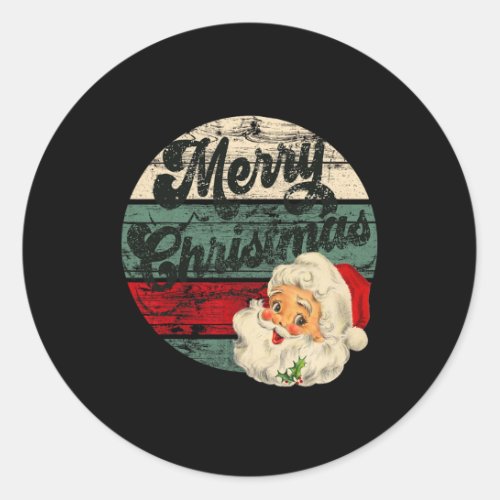 Vintage Santa Claus Merry Christmas Face Old Fashi Classic Round Sticker