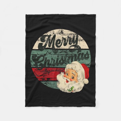 Vintage Santa Claus Merry Christmas Face Old Fashi Fleece Blanket