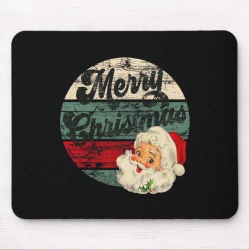 Vintage Santa Claus Merry Christmas Face Old Fashi Mouse Pad