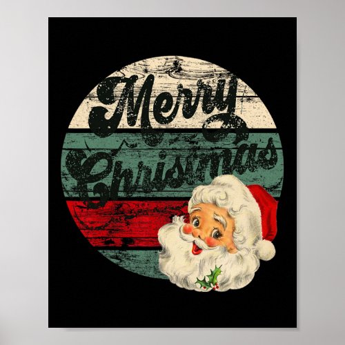 Vintage Santa Claus Merry Christmas Face Old Fashi Poster