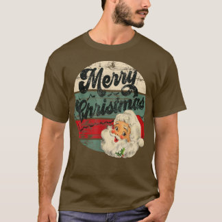 Vintage Santa Claus Merry Christmas Face Old Fashi T-Shirt