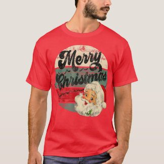 Vintage Santa Claus Merry Christmas Face Old Fashi T-Shirt