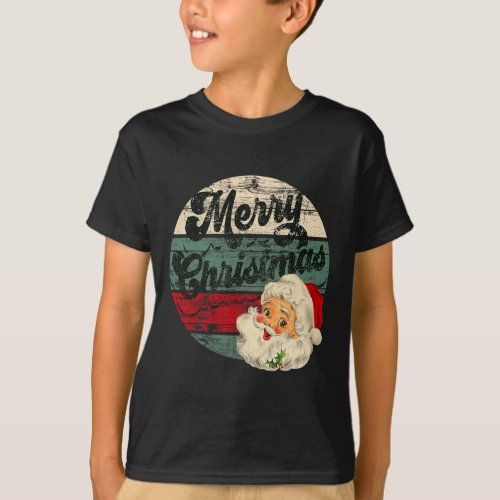 Vintage Santa Claus Merry Christmas Face Old Fashi T_Shirt