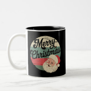 Vintage Santa Claus Merry Christmas Face Old Two-Tone Coffee Mug