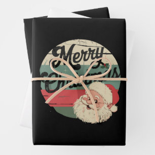 Vintage Santa Claus Merry Christmas Face Old  Wrapping Paper Sheets