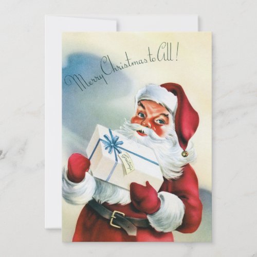 Vintage Santa Claus Merry Christmas Greetings      Holiday Card
