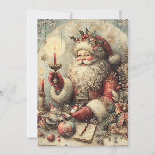 Vintage Santa Claus Merry Christmas Holiday Card