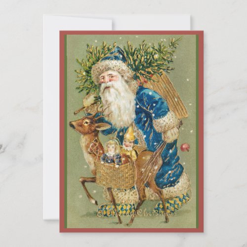 Vintage Santa Claus Merry Christmas Holiday Card