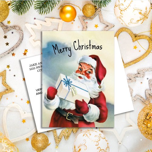 Vintage Santa Claus Merry Christmas  Holiday Postcard