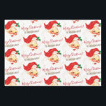 Vintage Santa Claus Merry Christmas Personalized Wrapping Paper Sheets<br><div class="desc">Vintage Santa Claus Merry Christmas Personalized Wrapping Paper. Feature victorian smiley rosy cheeksface santa claus pattern and Merry Christmas text pattern in handwritten script font. Includes a family name pattern you can change with your own. If you need help or matching item,  please contact to me!</div>