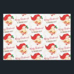 Vintage Santa Claus Merry Christmas Personalized Wrapping Paper Sheets<br><div class="desc">Vintage Santa Claus Merry Christmas Personalized Wrapping Paper. Feature victorian smiley rosy cheeksface santa claus pattern and Merry Christmas text pattern in handwritten script font. Includes a family name pattern you can change with your own. If you need help or matching item,  please contact to me!</div>