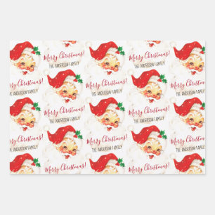 Vintage Santa Claus Merry Christmas Personalized Wrapping Paper Sheets