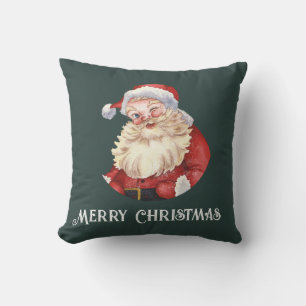 VINTAGE SANTA CLAUS MERRY CHRISTMAS THROW PILLOW