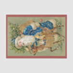 Vintage Santa Claus Merry Christmas Tissue Paper<br><div class="desc">Wonderful vintage Santa Claus wearing a blue coat and hat with reindeer and tree. The reindeer is carrying santas sack with toys in it. Great for decoupage,   to use in crafts,  or as tissue paper for gift wrapping. The design is from the early 1900s.</div>