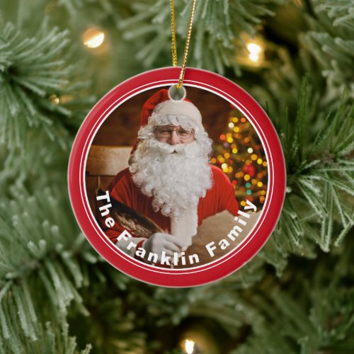 Vintage Santa Claus Merry Christmas Tree Custom Ceramic Ornament