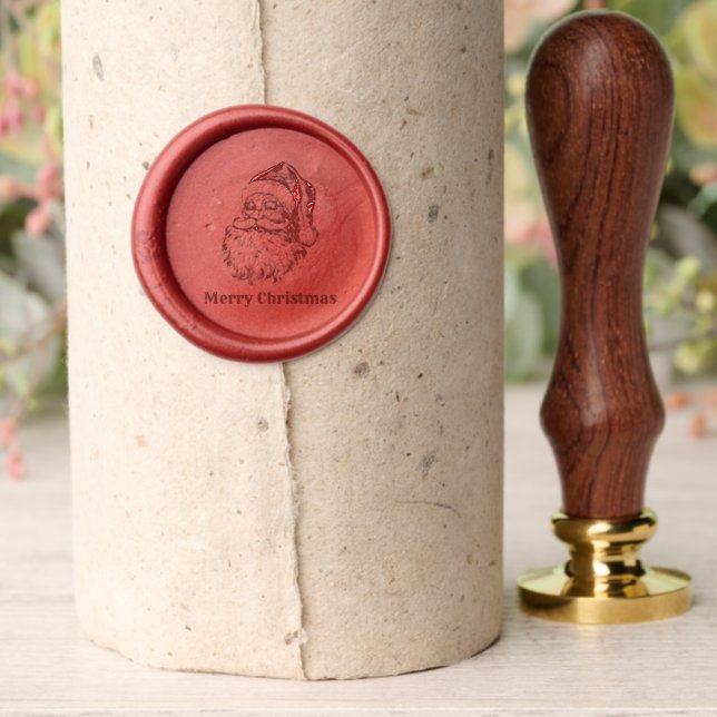 Vintage Santa Claus Merry Christmas Wax Seal Stamp (Insitu (Parchment))