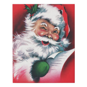 Vintage Santa Claus,Merry Xmas, happy Santa Claus, Faux Canvas Print