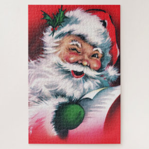 Vintage Santa Claus,Merry Xmas, happy Santa Claus, Jigsaw Puzzle