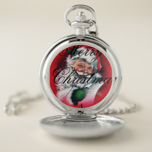 Vintage Santa Claus,Merry Xmas, happy Santa Claus, Pocket Watch