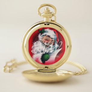 Vintage Santa Claus,Merry Xmas, happy Santa Claus, Pocket Watch