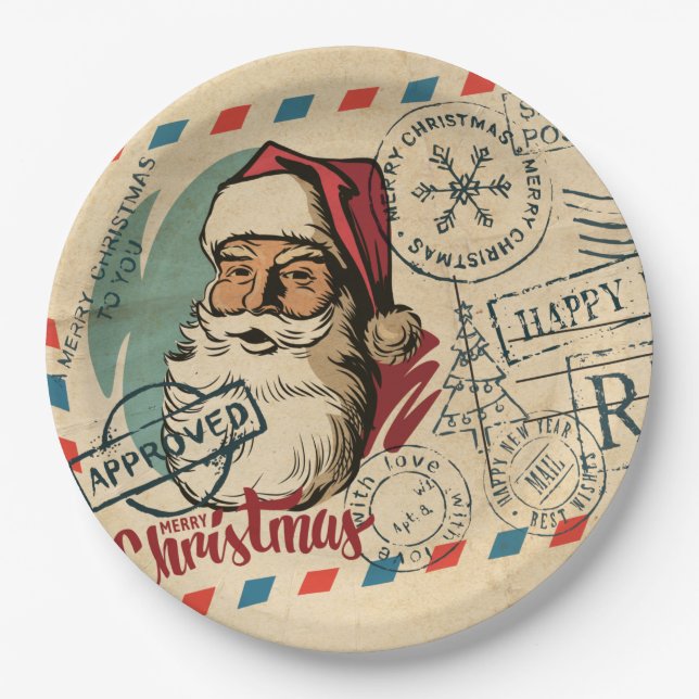 Vintage Santa Claus Paper Plates (Front)