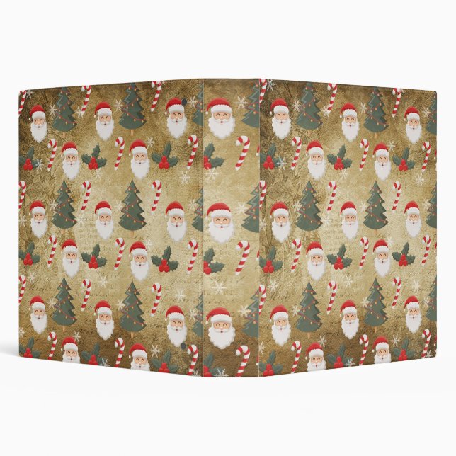 Vintage Santa Claus Pattern 3 Ring Binder (Background)