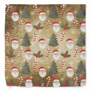 Vintage Santa Claus Pattern Bandana