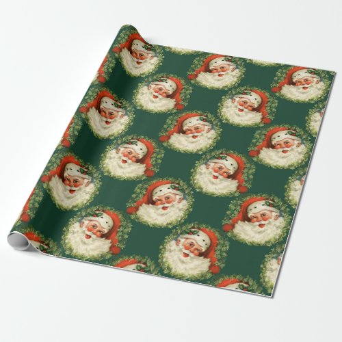 Vintage Santa Claus Pattern Christmas Wrapping Paper
