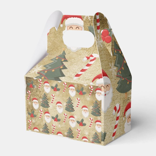 Vintage Santa Claus Pattern Favor Boxes (Front Side)