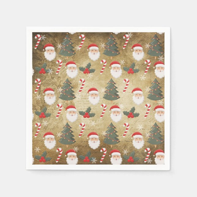 Vintage Santa Claus Pattern Napkins (Front)