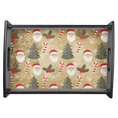 Vintage Santa Claus Pattern Serving Tray