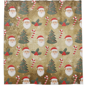Vintage Santa Claus Pattern Shower Curtain